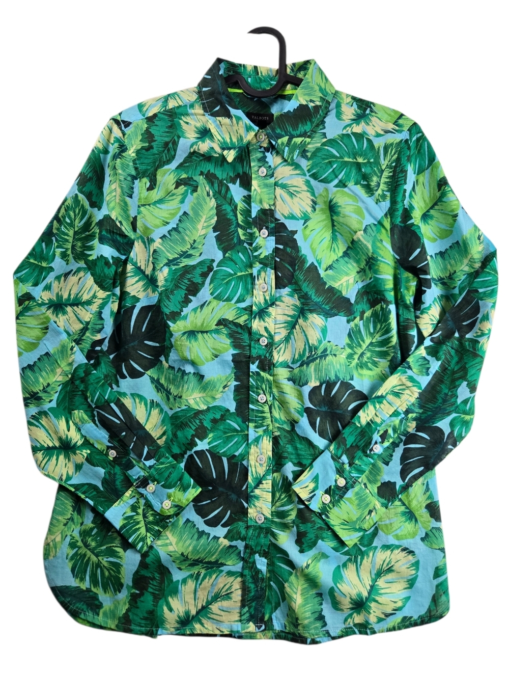 Talbots Modern Classic Isle Fronds Palm Leaf Long Sleeve Cotton Button Up Shirt‎ - Picture 3 of 12